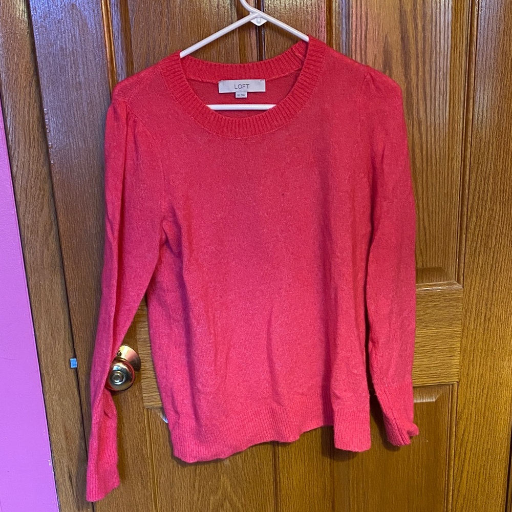 LOFT Vibrant Pink Knit Pullover